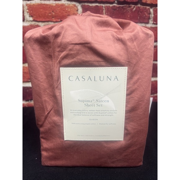 Casaluna 500 Thread Count Supima Sateen Solid Sheet Set Queen Size, Modern Rose - Picture 1 of 3